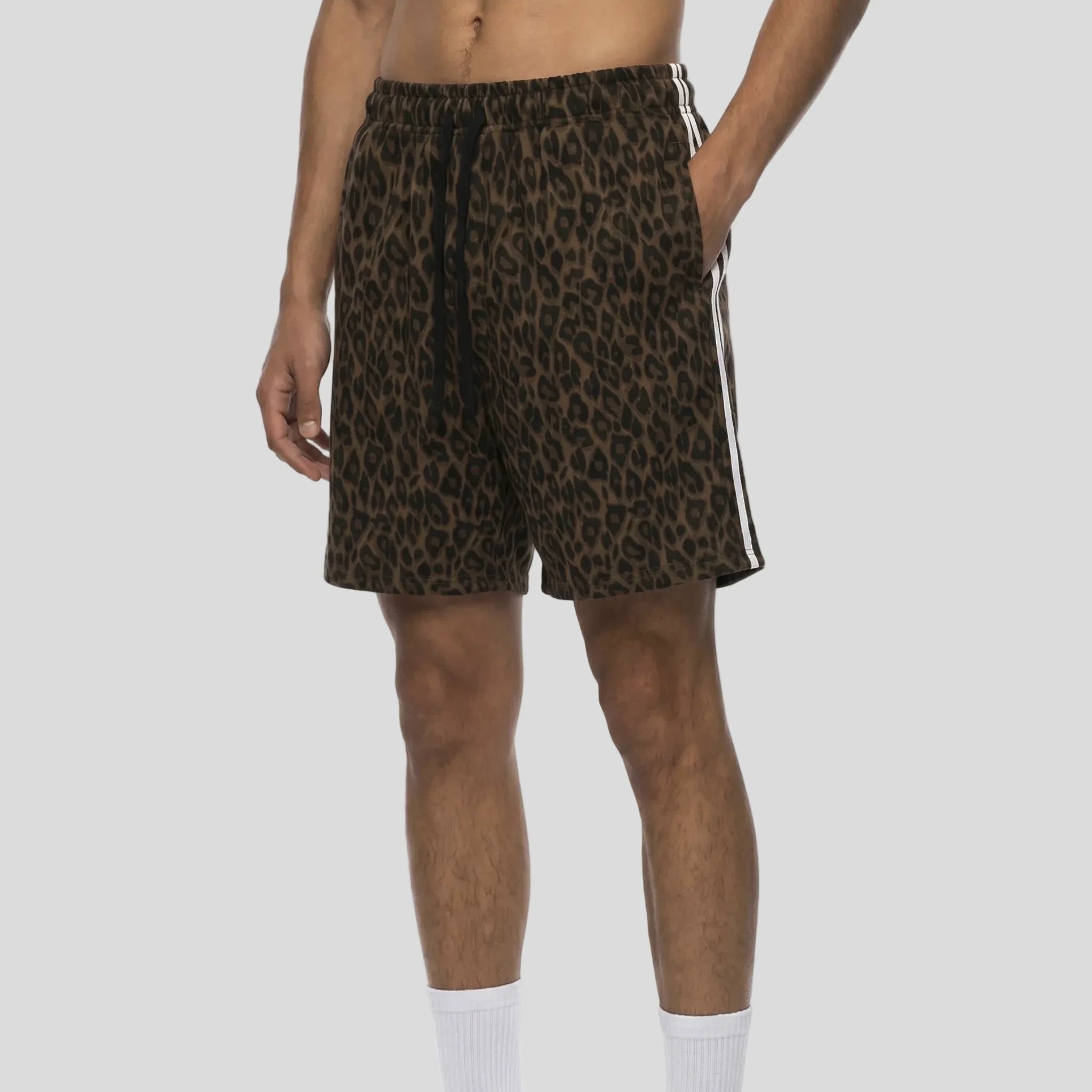 Shorts leopardo de alto gramaje con cordón